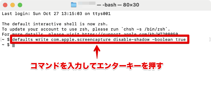 ターミナルでコマンドを実行する