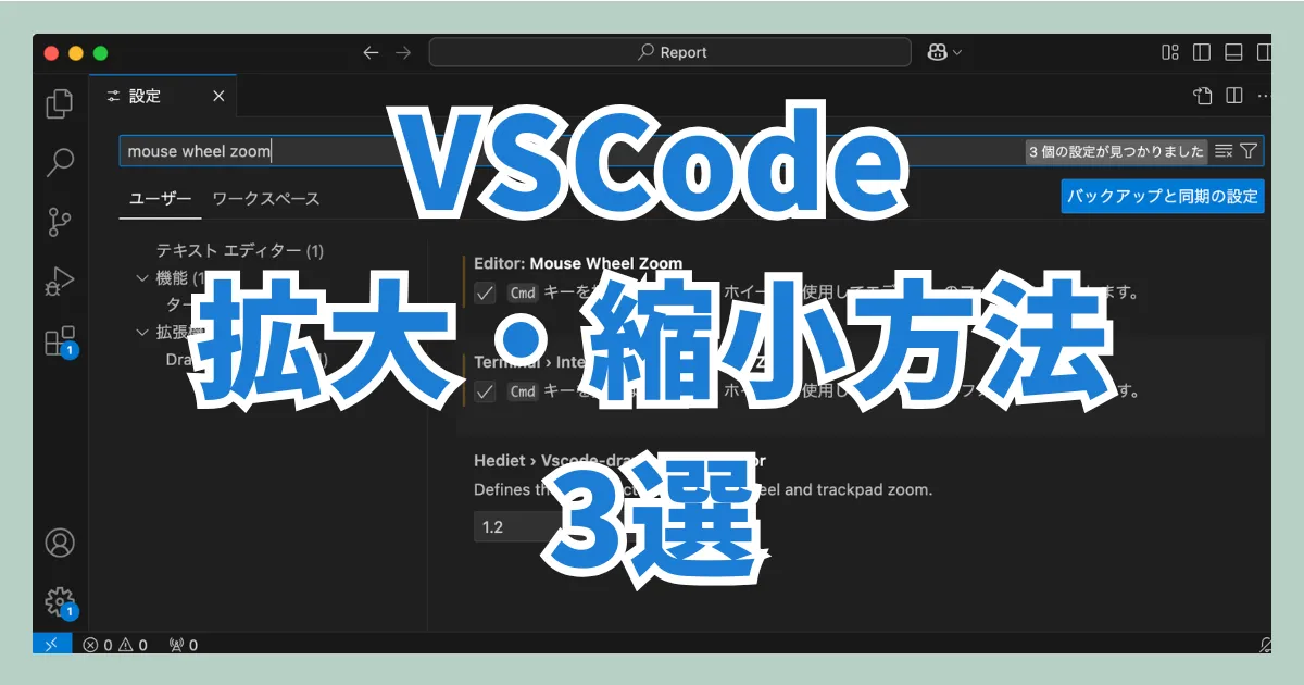 VSCodeの拡大・縮小方法3選！画面全体・エディタ・ターミナル