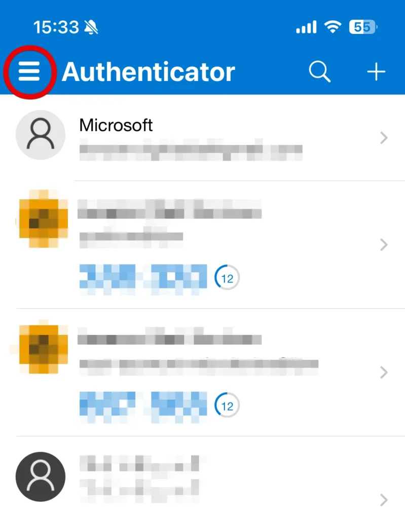 AuthenticatorのiCloudバックアップ手順1