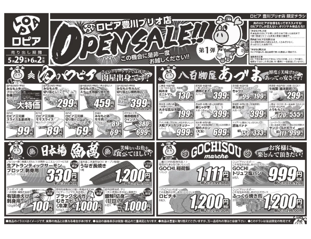 ロピア 豊川プリオ店オープンチラシ(表)